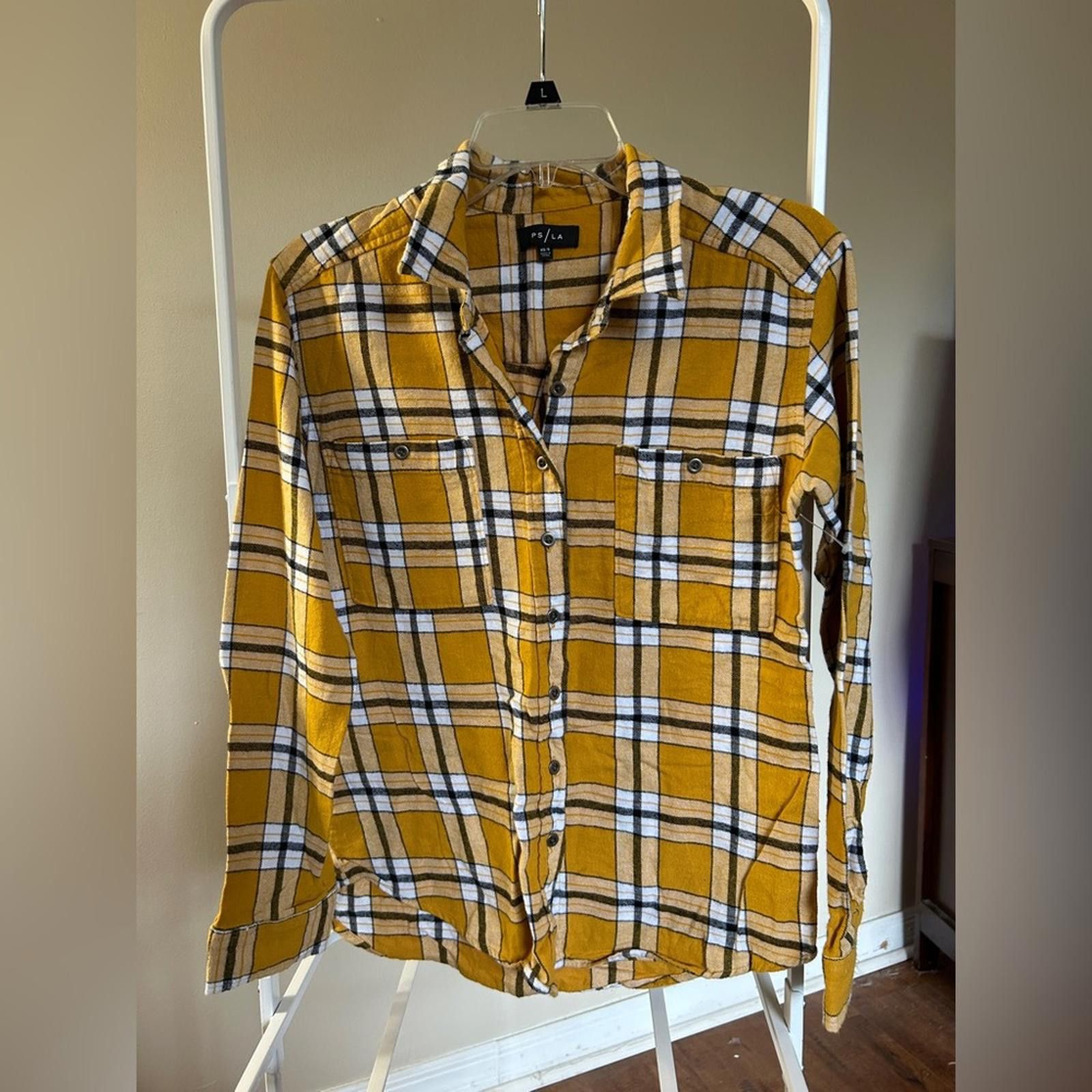 Pacsun PacSun Yellow Plaid Button-Up Shirt Size XS / US 0-2 / IT 36-38 - 4 Thumbnail