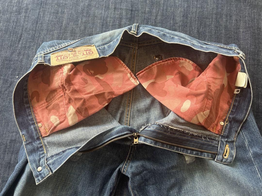 Bape A BATHING APE Baby Milo Denim Pants Blue XL Size US 39 - 5 Thumbnail