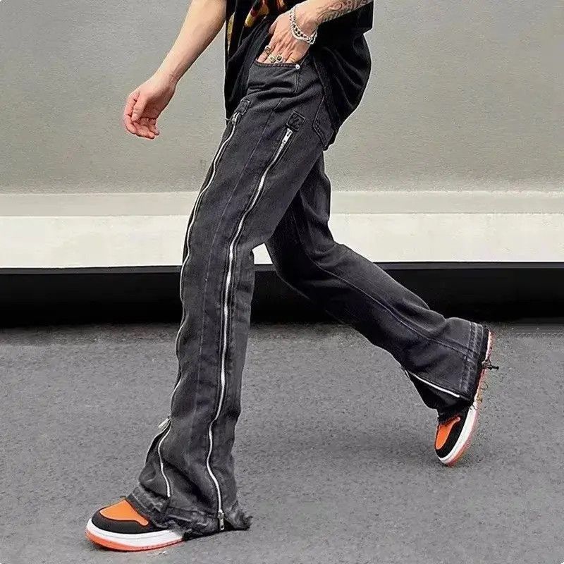 Japanese Brand Bell-bottom jeans with zippers retro hip hop style y2k Size US 32 / EU 48 - 5 Thumbnail