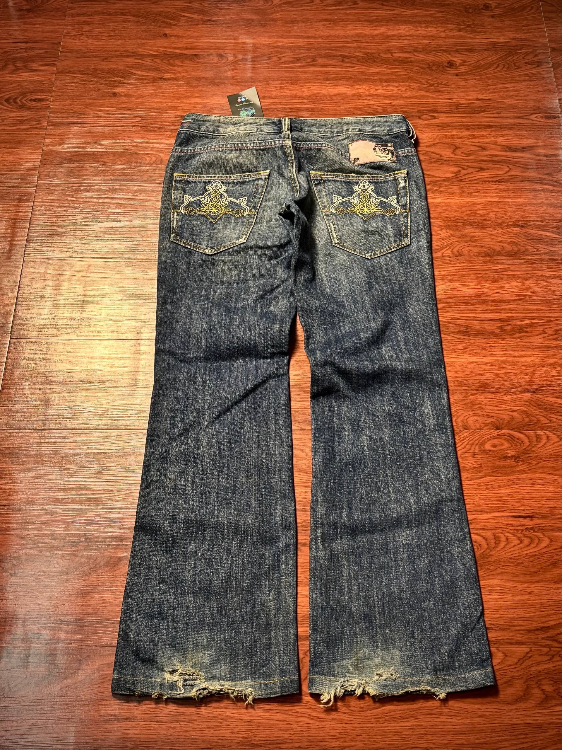 Adidas × Diesel Vintage Y2K Diesel Ryoth Styles Designer Bootcut Denim Pants Size 32" / US 10 / IT 46 - 1 Thumbnail
