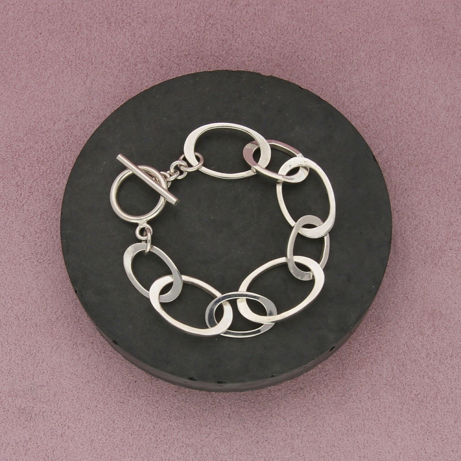 Sterling Silver sterling silver oval link chain toggle bracelet size 6in Size ONE SIZE - 1 Thumbnail