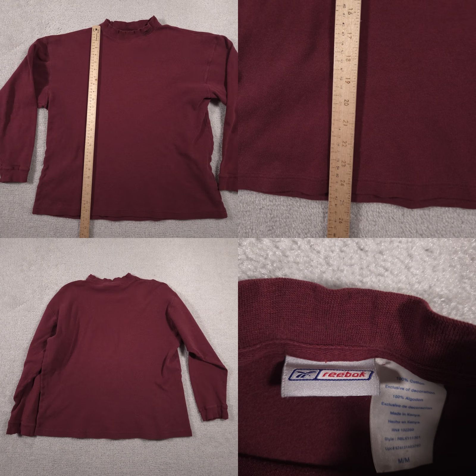 Reebok VINTAGE Reebok Mock Neck T Shirt Mens M Long Sleeve Maroon Red 2000s Sportswear/Beach Size US M / EU 48-50 / 2 - 8 Thumbnail