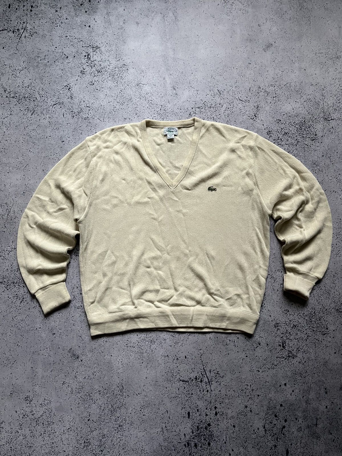 Lacoste Lacoste IZOD Vintage White Acrylic V-neck Sweater Y2K USA Size US XL / EU 56 / 4 - 1 Thumbnail