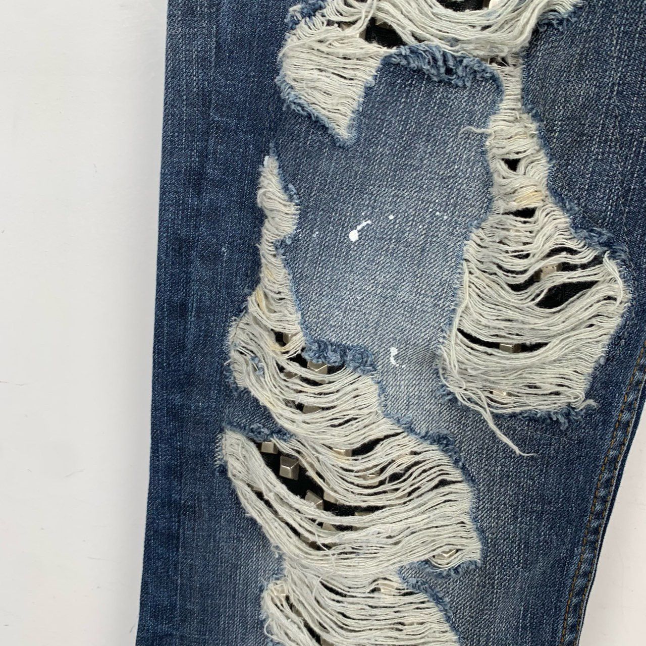 Philipp Plein Philipp Plein Dark Blue Distressed Straight Jeans K26WX Size US 30 / EU 46 - 4 Thumbnail