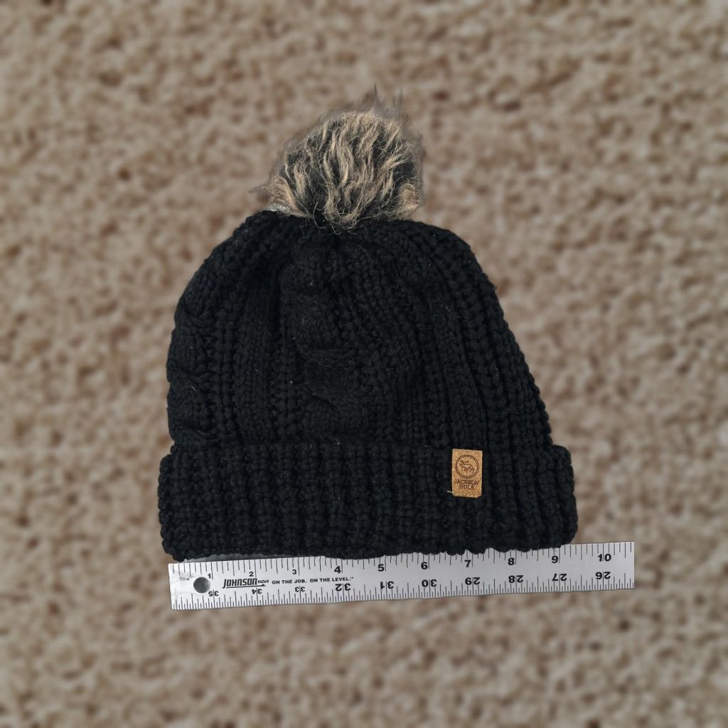 Sunray Sportswear Jackson Hole Beanie Womens One Size Black Cable Knit Acrylic Lined Pom Size ONE SIZE - 1 Thumbnail