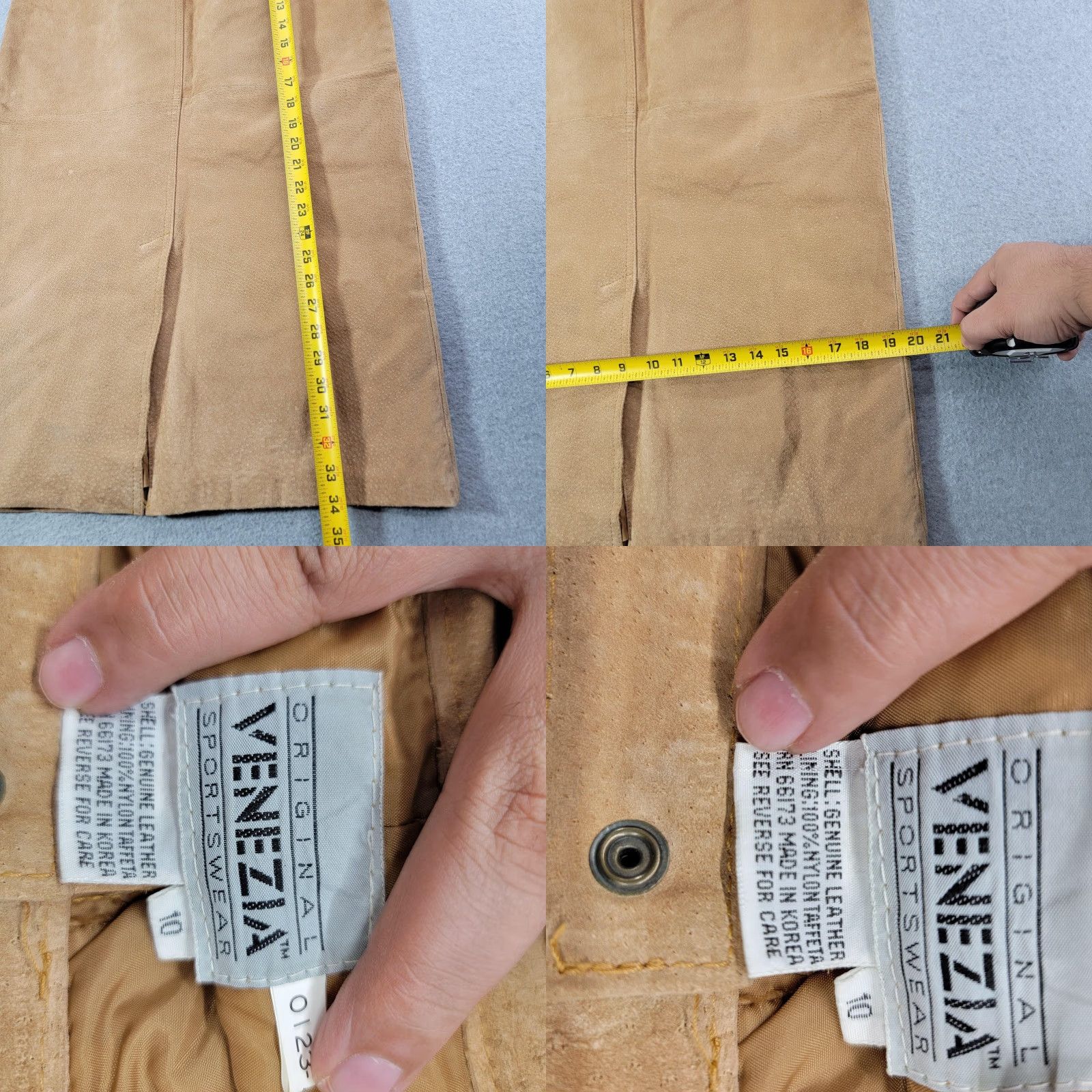 Vintage Venezia Leather Suede Skirt Womens Size 10 Tan Maxi Lined Back Vent Western Lane Bryant Size 32" / US 10 / IT 46 - 8 Thumbnail