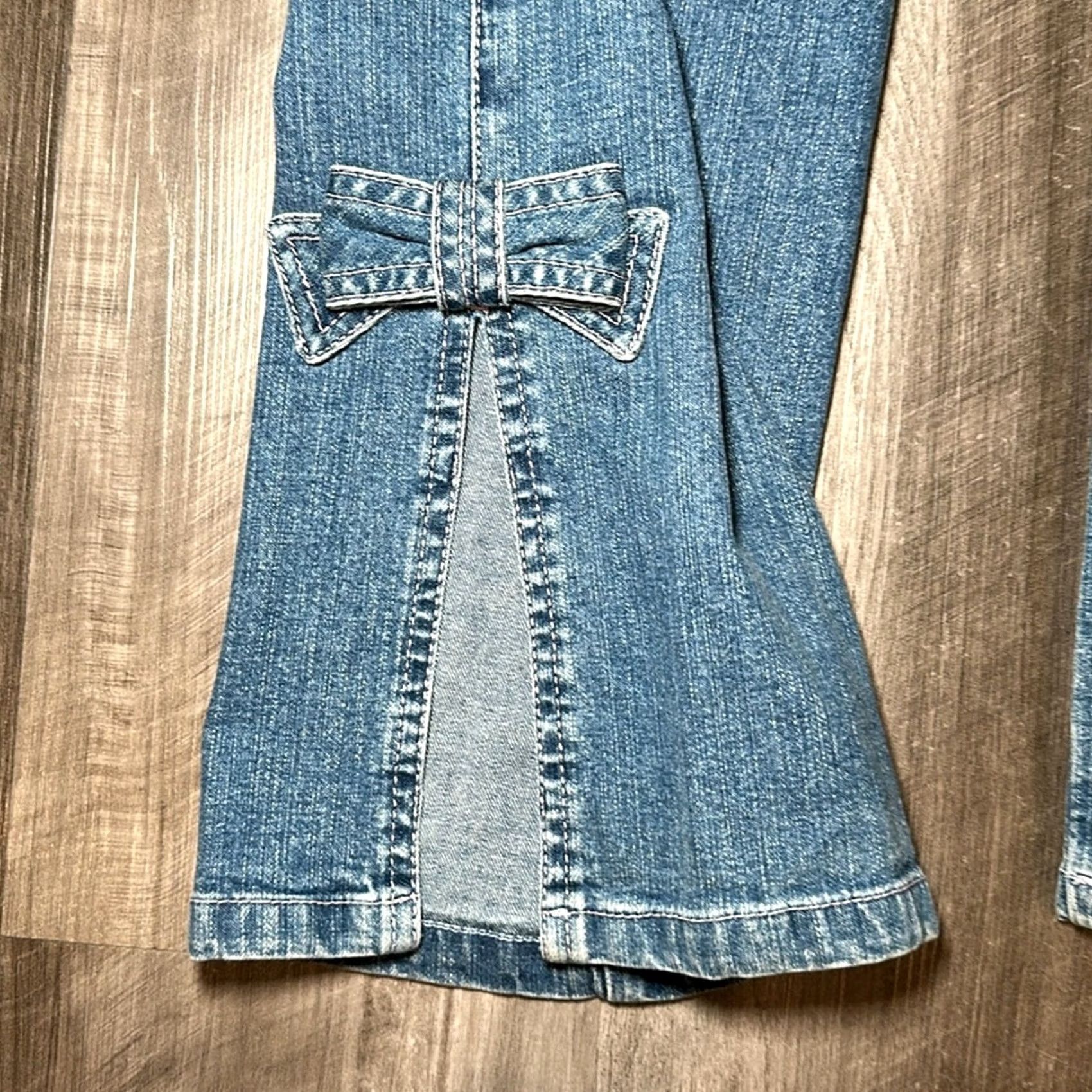 Escada ESCADA Denim Bow Split Hem Jeans 38 (US 8) Blue Women 8 Regular Flared Jeans Size 30" / US 8 / IT 44 - 3 Thumbnail