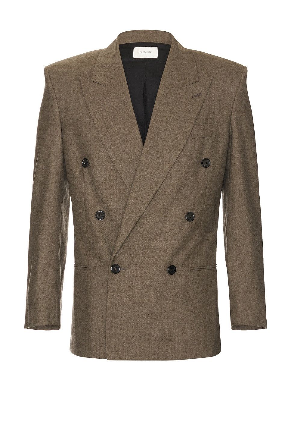 Saint Laurent Paris o1s22i1n0425 Double-breasted Wool Fresco Blazer Taupe Chine Size US M / EU 48-50 / 2 - 1 Thumbnail