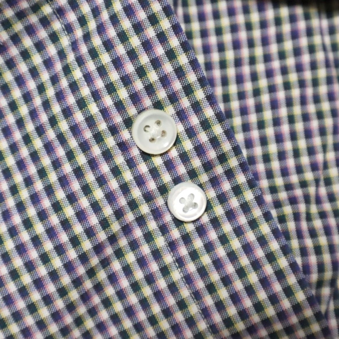 Sid Mashburn Sid Mashburn Dress Cotton Gingham Long Sleeve Button Up Shirt Navy Men's L Size 42R - 7 Thumbnail
