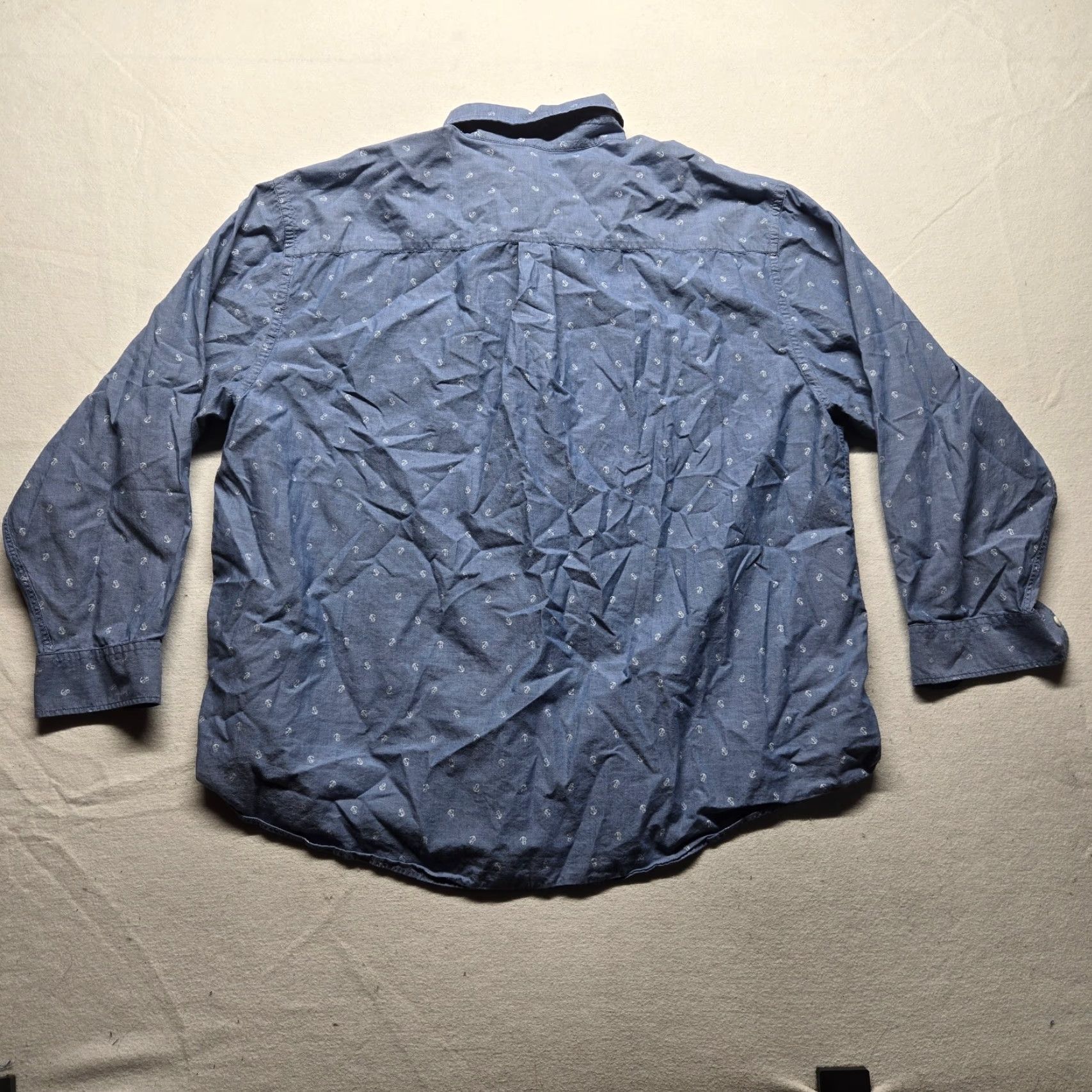Dockers DOCKERS Shirt Navy Blue Anchor All-Over Print Long Sleeve Button-Up Nautical Men 3XLT Size US XXL / EU 58 / 5 - 7 Thumbnail