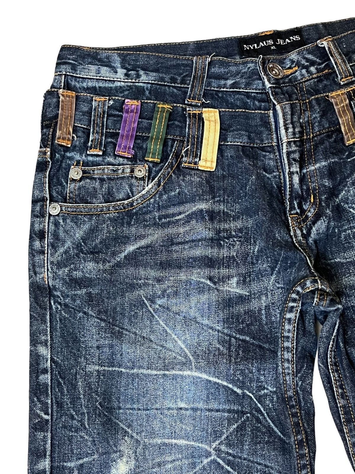 Japanese Brand SICK🔥JAPANESE BRAND "NYLAUS JEANS" DOUBLE WAIST JEANS Size US 34 / EU 50 - 5 Thumbnail