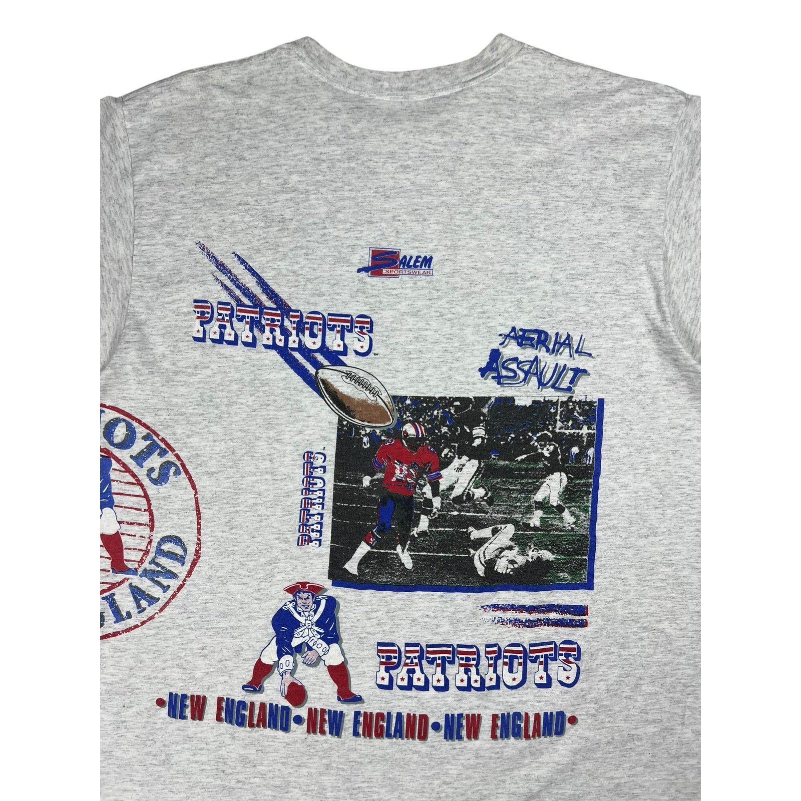NFL × Salem Sportswear × Vintage 1992 Salem Sports New England Patriots Aerial Assault tee Size US XL / EU 56 / 4 - 7 Thumbnail