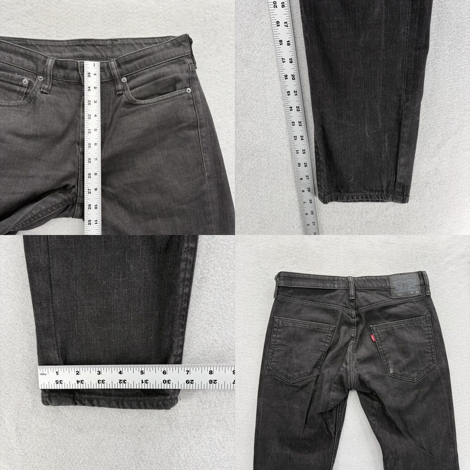 Levi's Levi's 511 Jeans Slim Straight Charcoal Wash Black Mens 32x29 Cotton Cotton Blend Denim Zip Pockets Logo Size US 32 / EU 48 - 8 Thumbnail