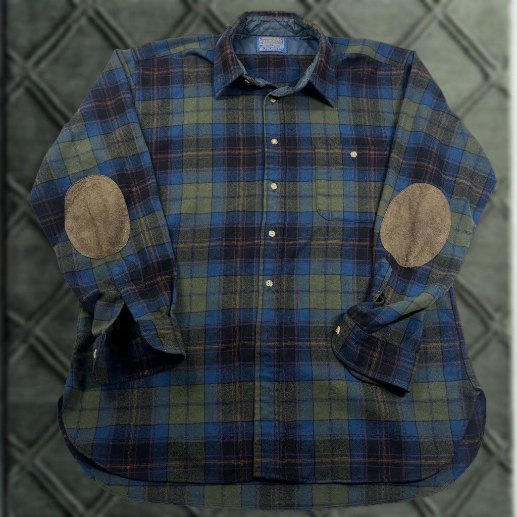 Pendleton VINTAGE Pendleton Western Shirt Elbow Patch Plaid Wool Long Sleeve Men's XL Size US XL / EU 56 / 4 - 1 Thumbnail