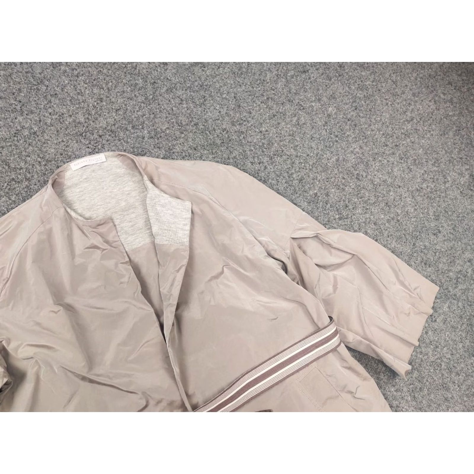Fabiana Filippi Fabiana Filippi Italy Design Jacket Coat Wrap-around Belt Champagne Color 3/4 Sleeve L Womens Knit Nylon-like Solid 92 cm Length Size L / US 10 / IT 46 - 5 Thumbnail