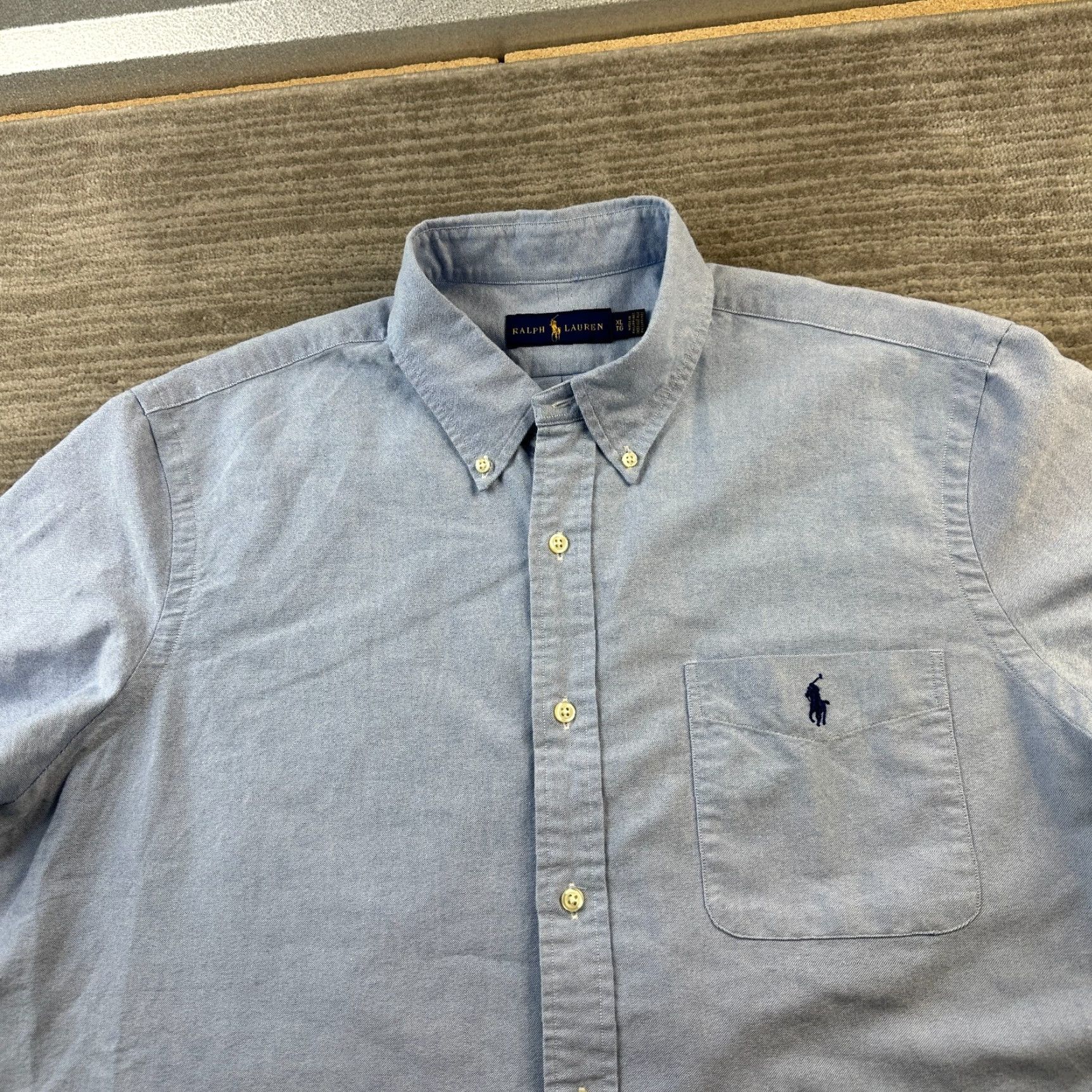 Ralph Lauren Ralph Lauren Shirt Mens Extra Large Blue Button Up Chambray Pony Pocket Size US XL / EU 56 / 4 - 3 Thumbnail