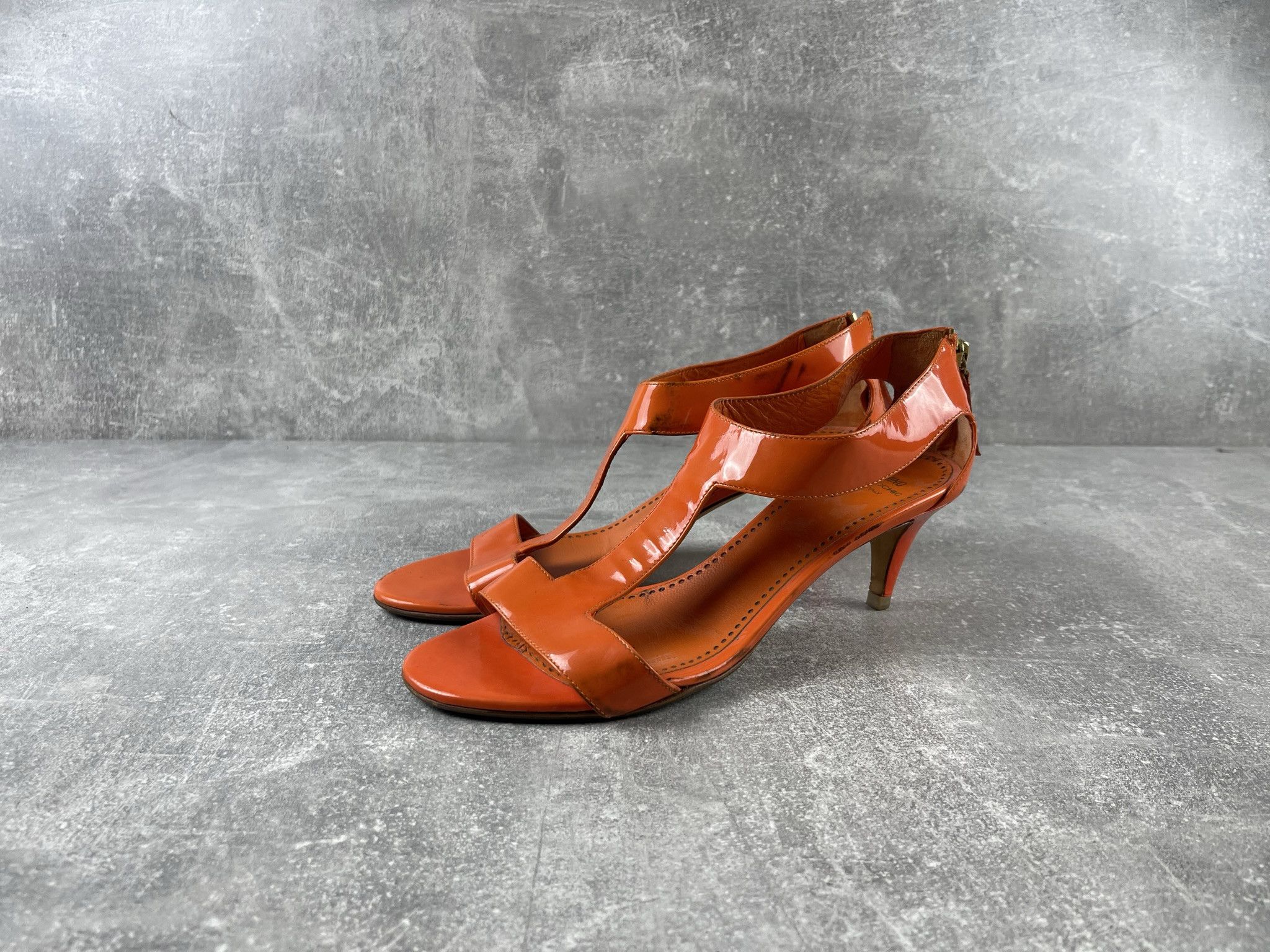 Moschino Moschino leather orange open toe heels sandals shoe Size US 8 / IT 38 - 5 Thumbnail