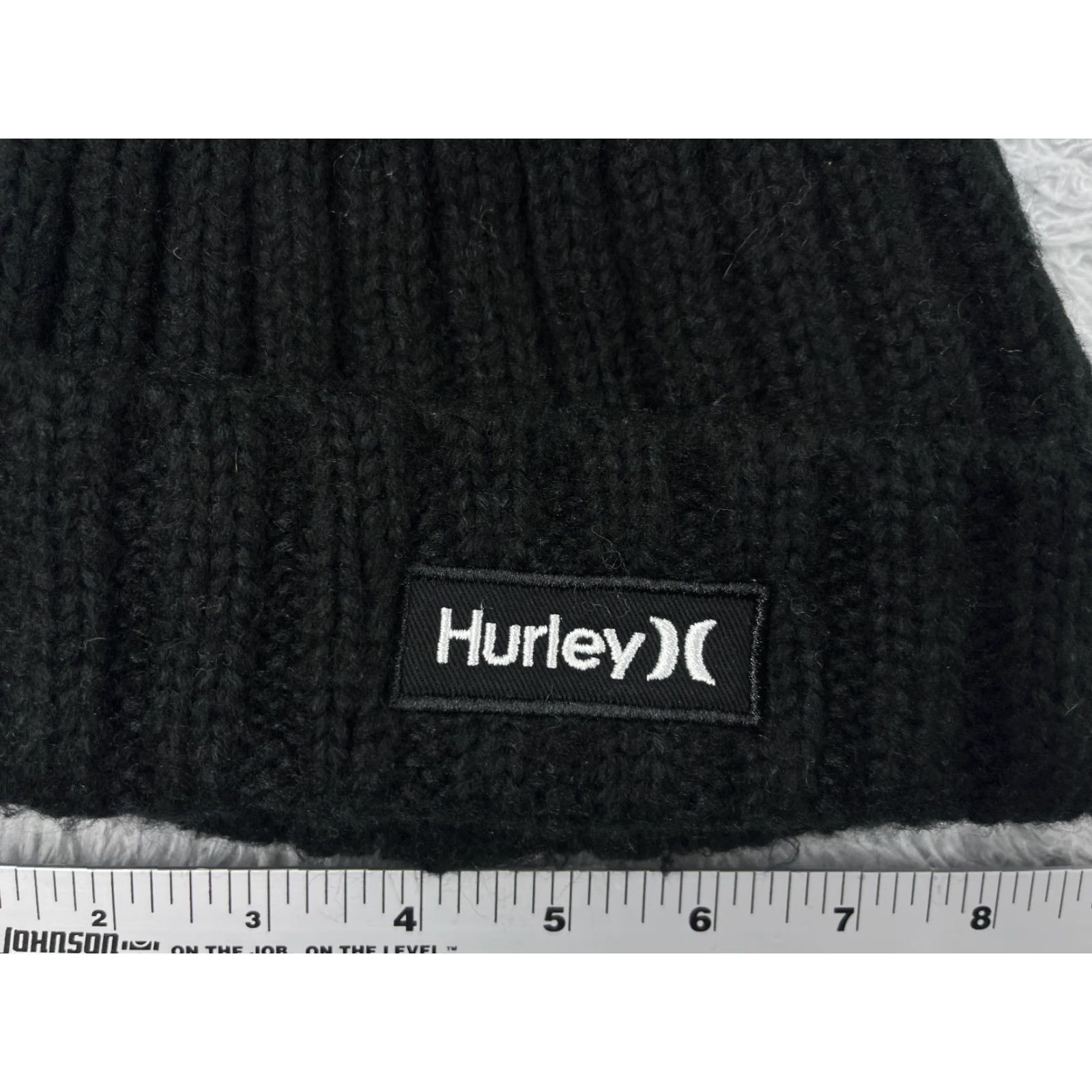Hurley Hurley Beanie Adult One Size Black Logo Ribbed Knit Acrylic Outdoors Ski Mens Beanie Hat Winter Accessories Size ONE SIZE - 2 Thumbnail