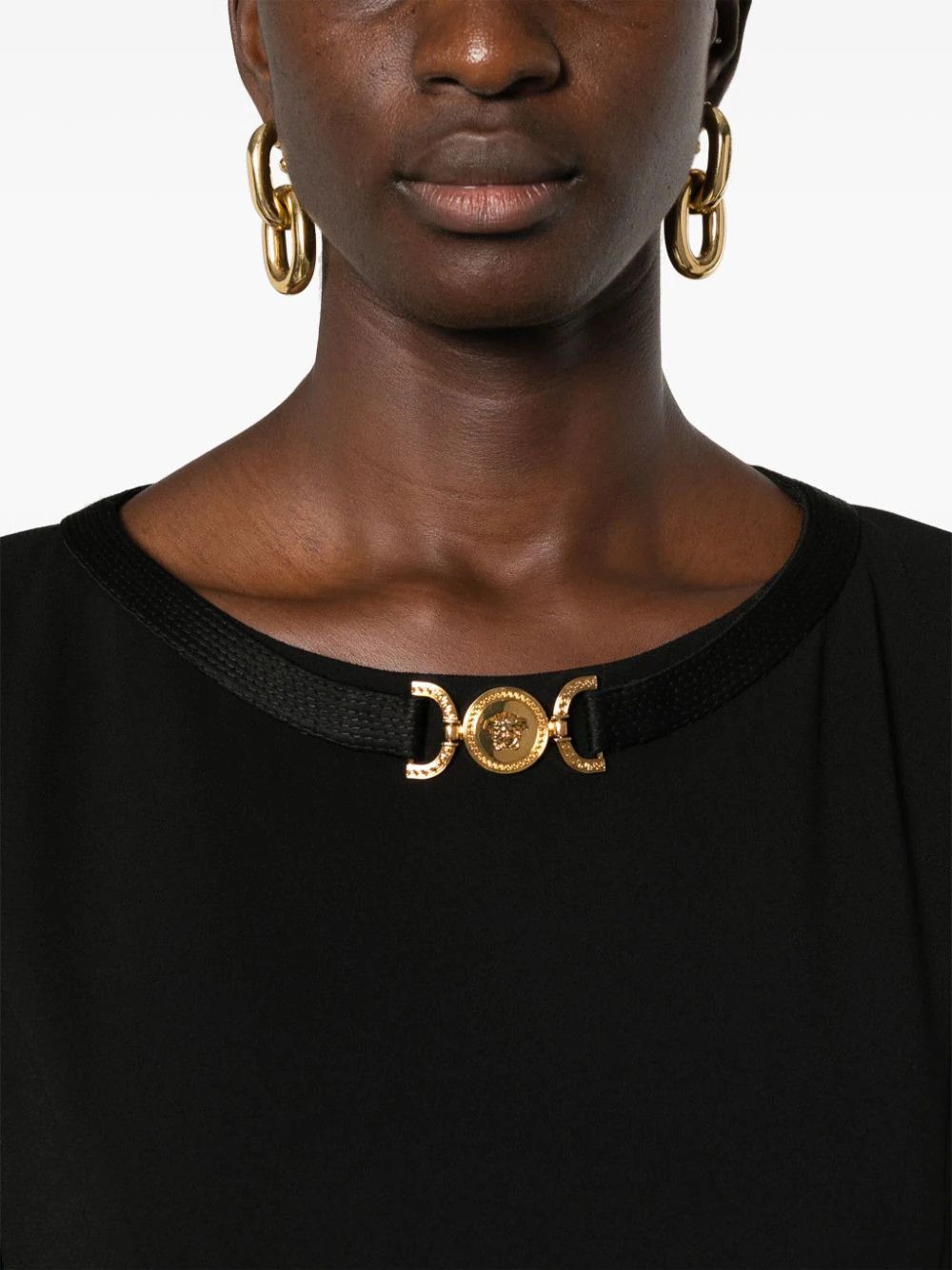 Versace o1s22i1n1024 Midi Medusa Dress in Black Size M / US 6-8 / IT 42-44 - 4 Thumbnail