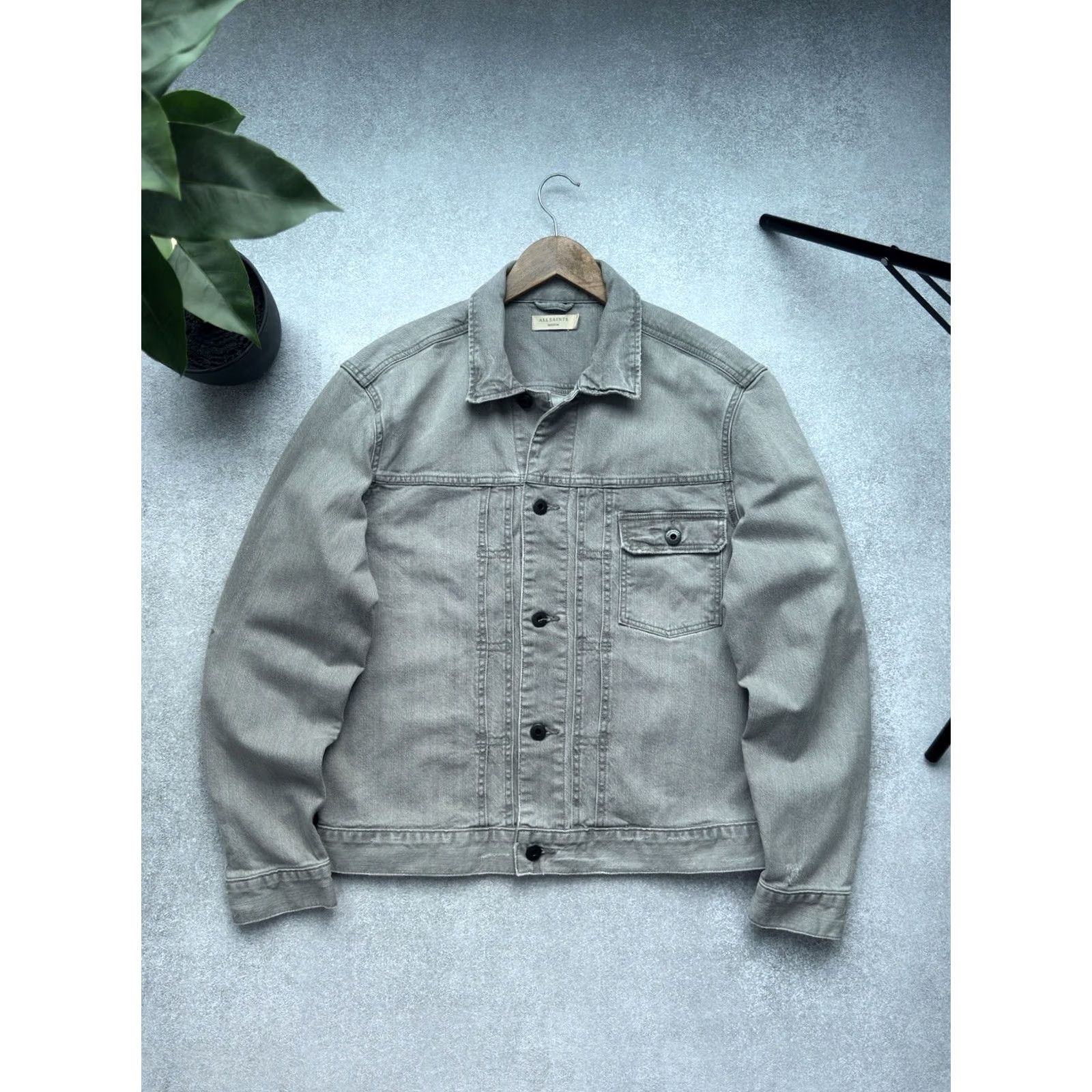 Allsaints VINTAGE AllSaints Denim Jacket Mens M Grey Button Up Jacket Size US M / EU 48-50 / 2 - 2 Thumbnail