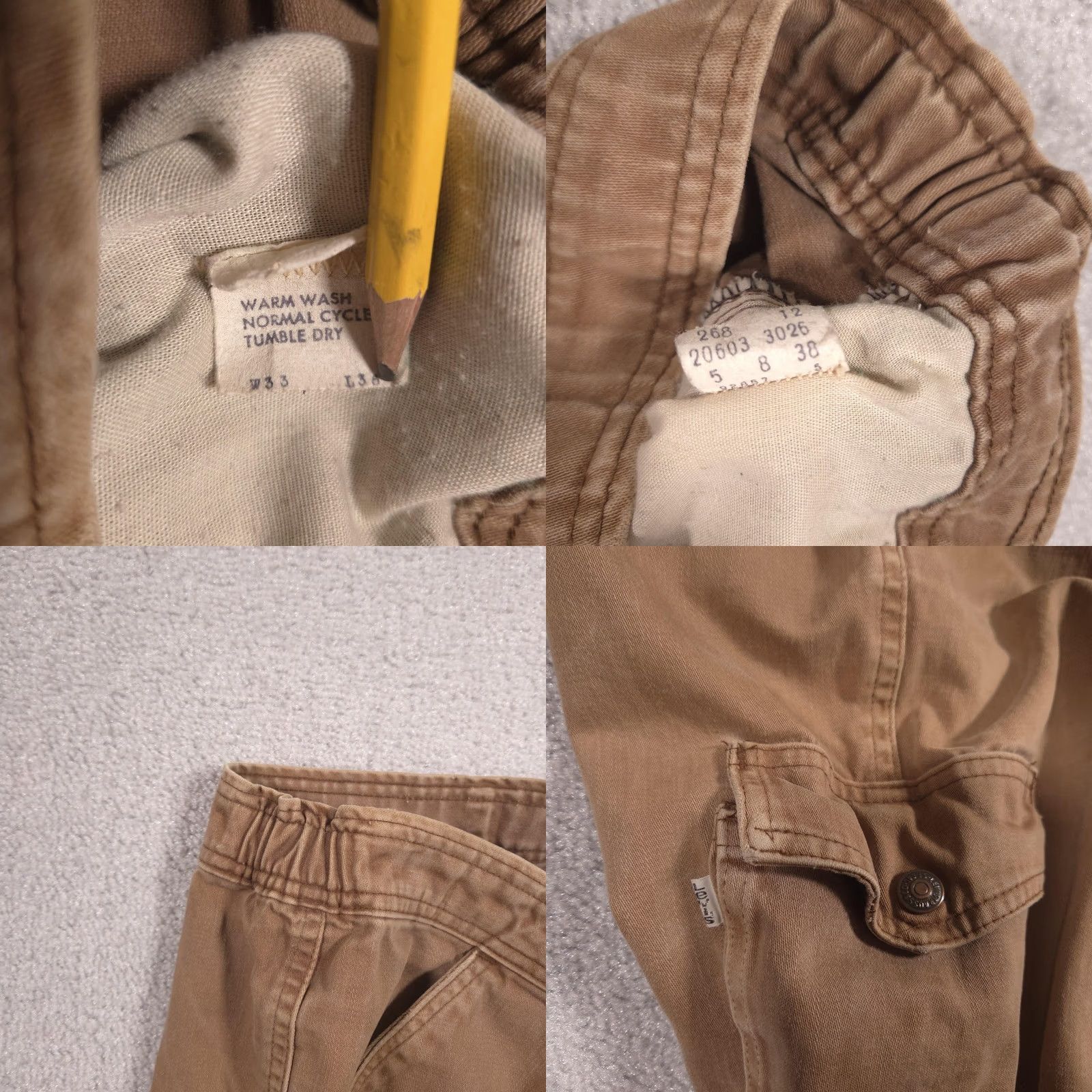 Vintage L.L.Bean Cargo Pants Mens 32x30 Brown Elastic Waist Utility Casual Workwear Pants Mens Brown Cargo Straight Leg Front Zip Button Closure Pockets 32x30 Size US 32 / EU 48 - 8 Thumbnail
