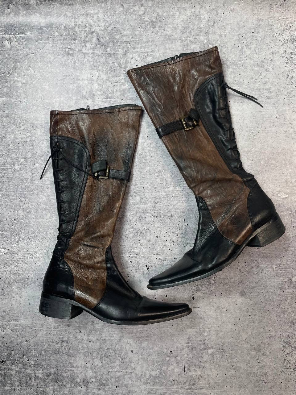 A.S.98 Vintage 00s AS98 Puma Style Lace High Knee Boxing Boots Y2K Size US 9 / IT 39 - 1 Thumbnail