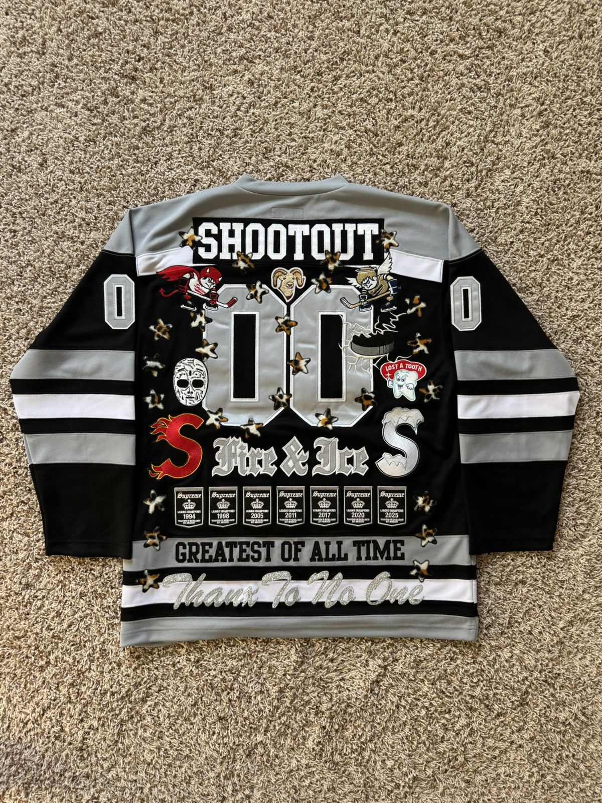 Supreme Supreme Fire & Ice Patches Hockey Jersey Black Grey Size US L / EU 52-54 / 3 - 1 Thumbnail