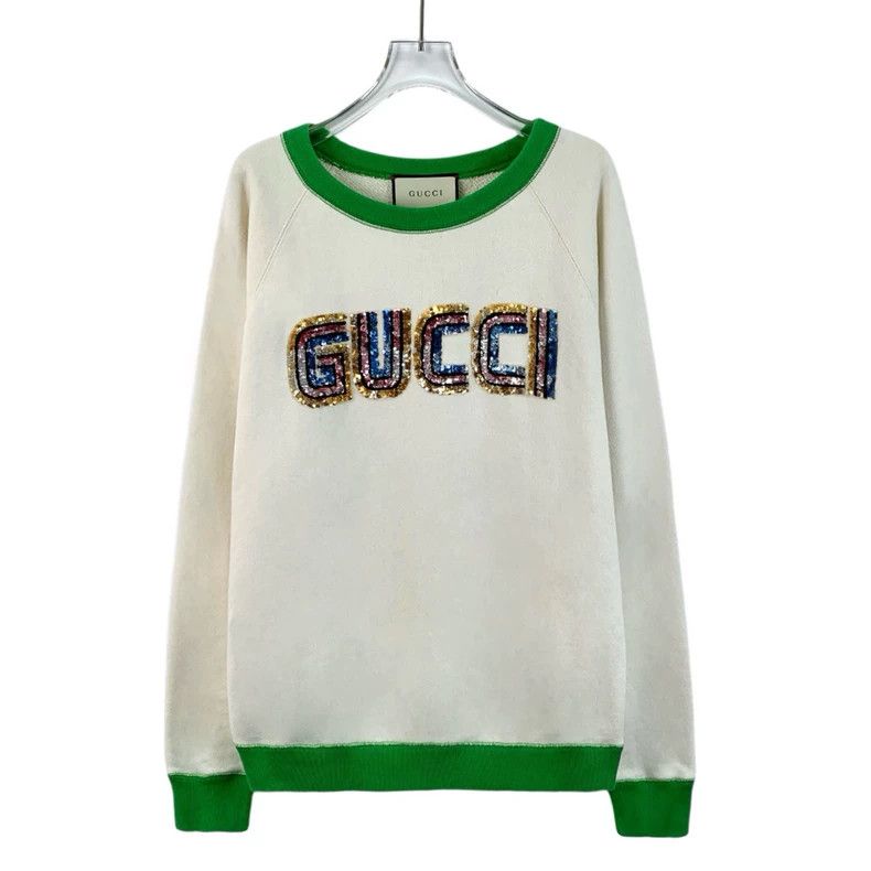 Gucci Gucci Beige Logo Sequin Long Sleeve Sweatshirt - dmc Size US M / EU 48-50 / 2 - 1 Thumbnail