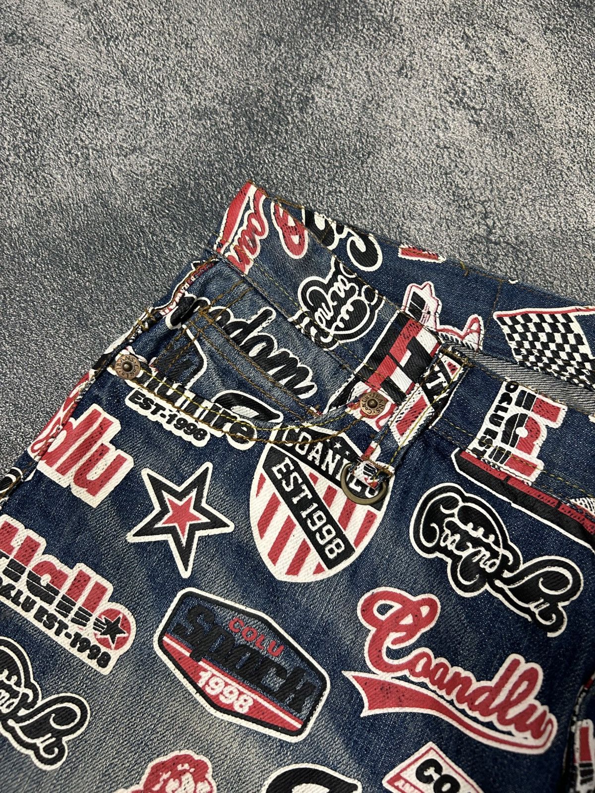 Japanese Brand Y2K CO&LU Hysteric Glamour style Denim Full Print Size US 33 - 7 Thumbnail