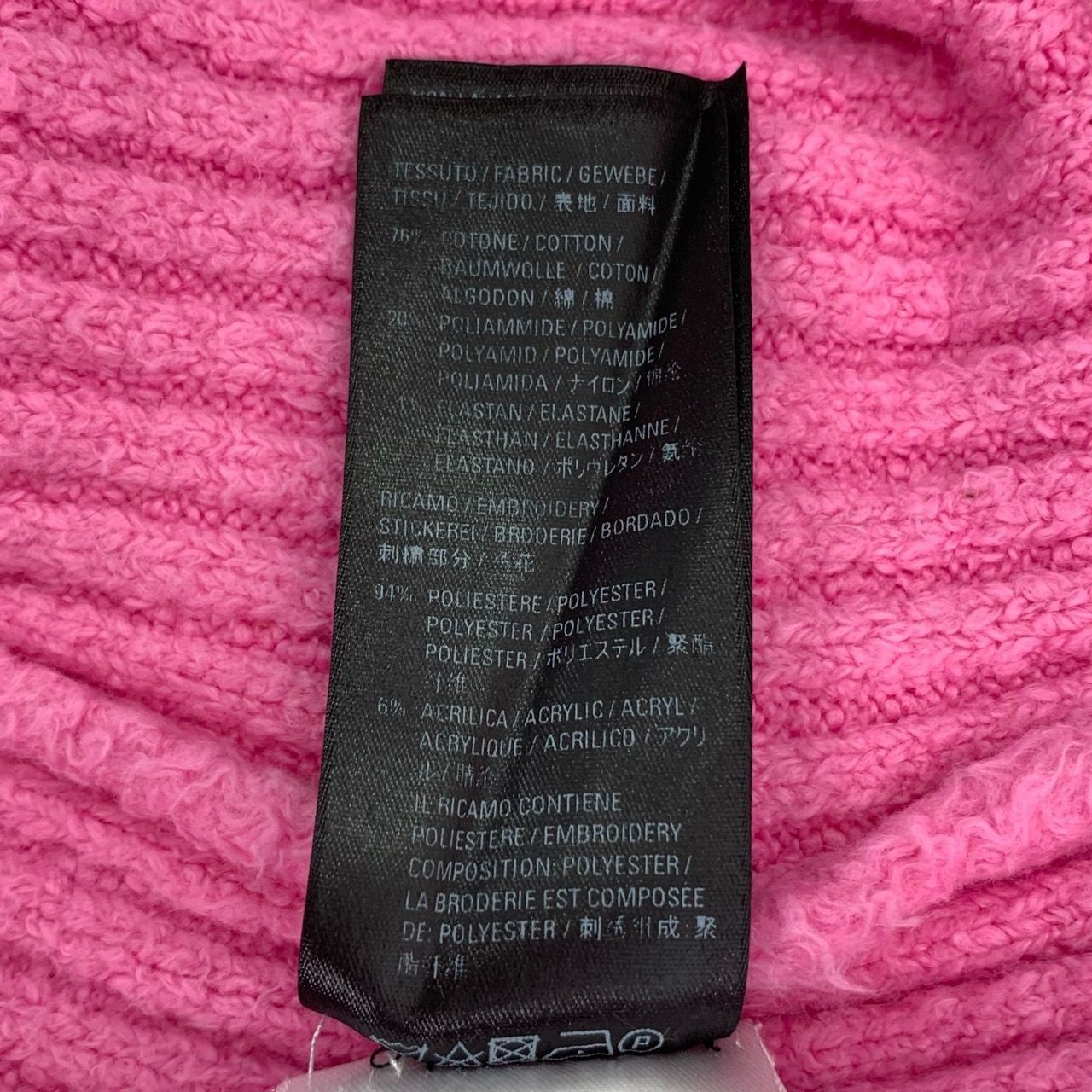 Balenciaga Balenciaga Pink Logo Embroidered Round-Neck Cotton Teddy Kni Size S / US 4 / IT 40 - 3 Thumbnail