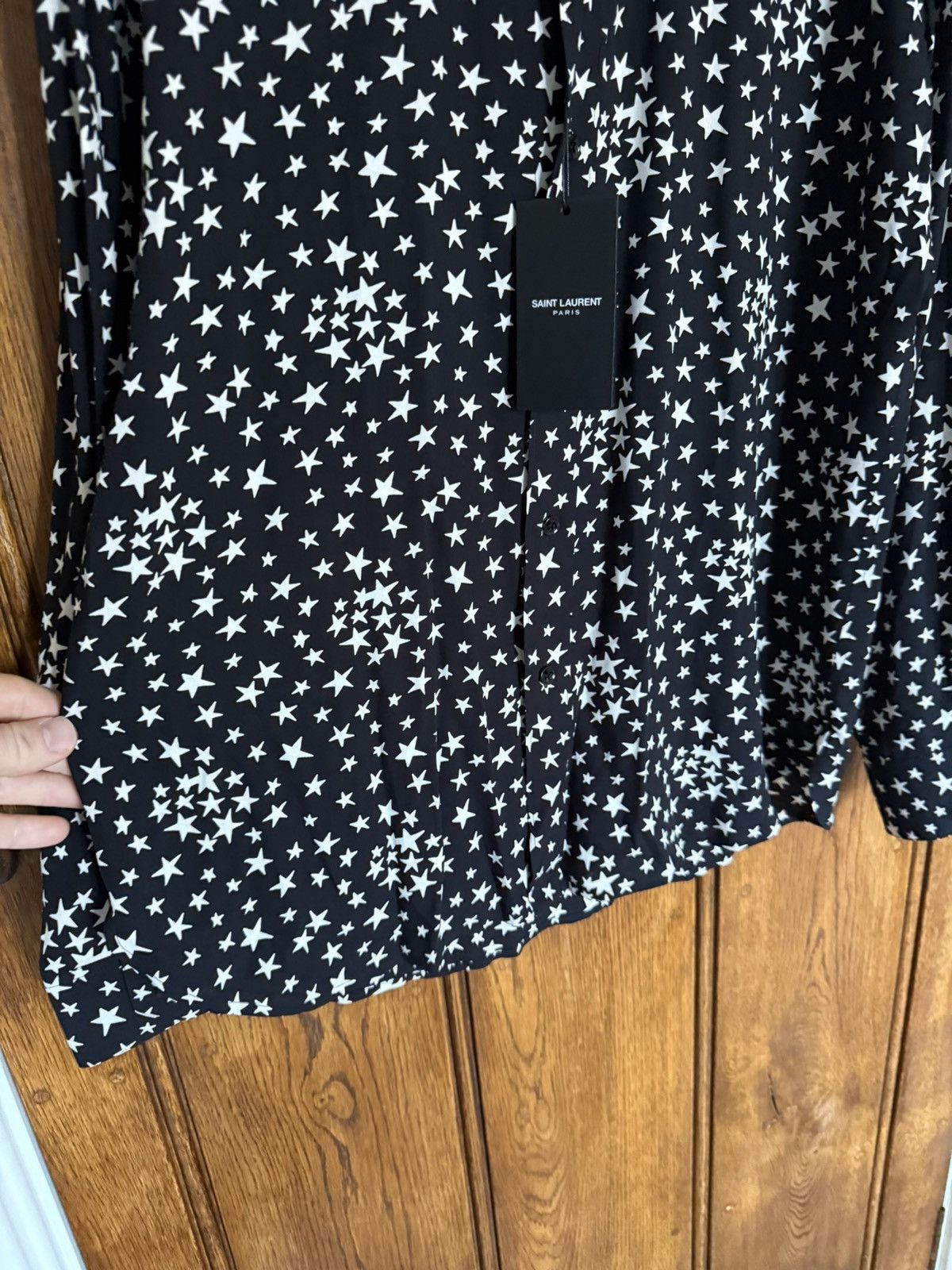 Saint Laurent Paris FW16 Saint Laurent black white star shirt 41 BNWT Hedi grail Size US L / EU 52-54 / 3 - 2 Thumbnail