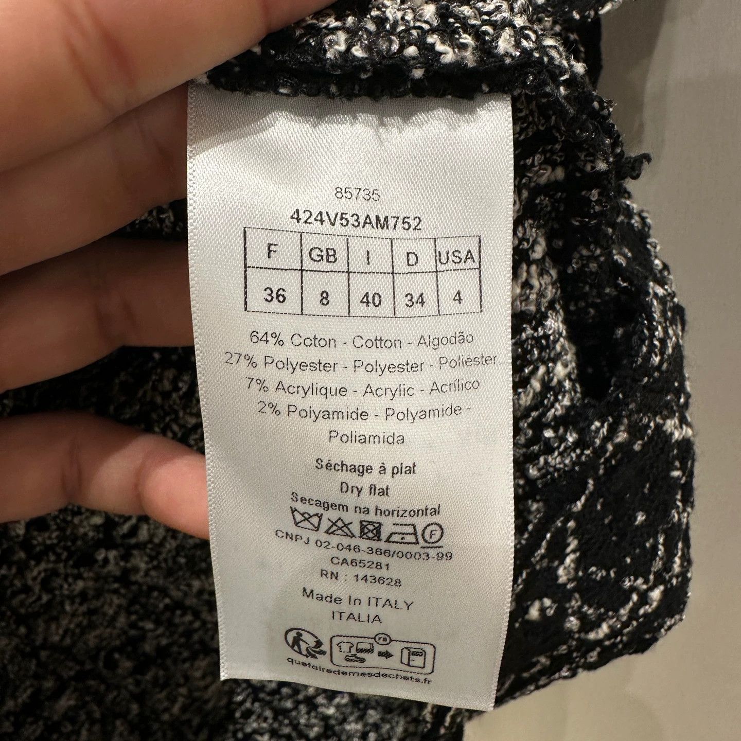 Christian Dior Monsieur Dior apr447 Black & White Tartan CD Cotton Jkt 36 Size XS / US 0-2 / IT 36-38 - 4 Thumbnail
