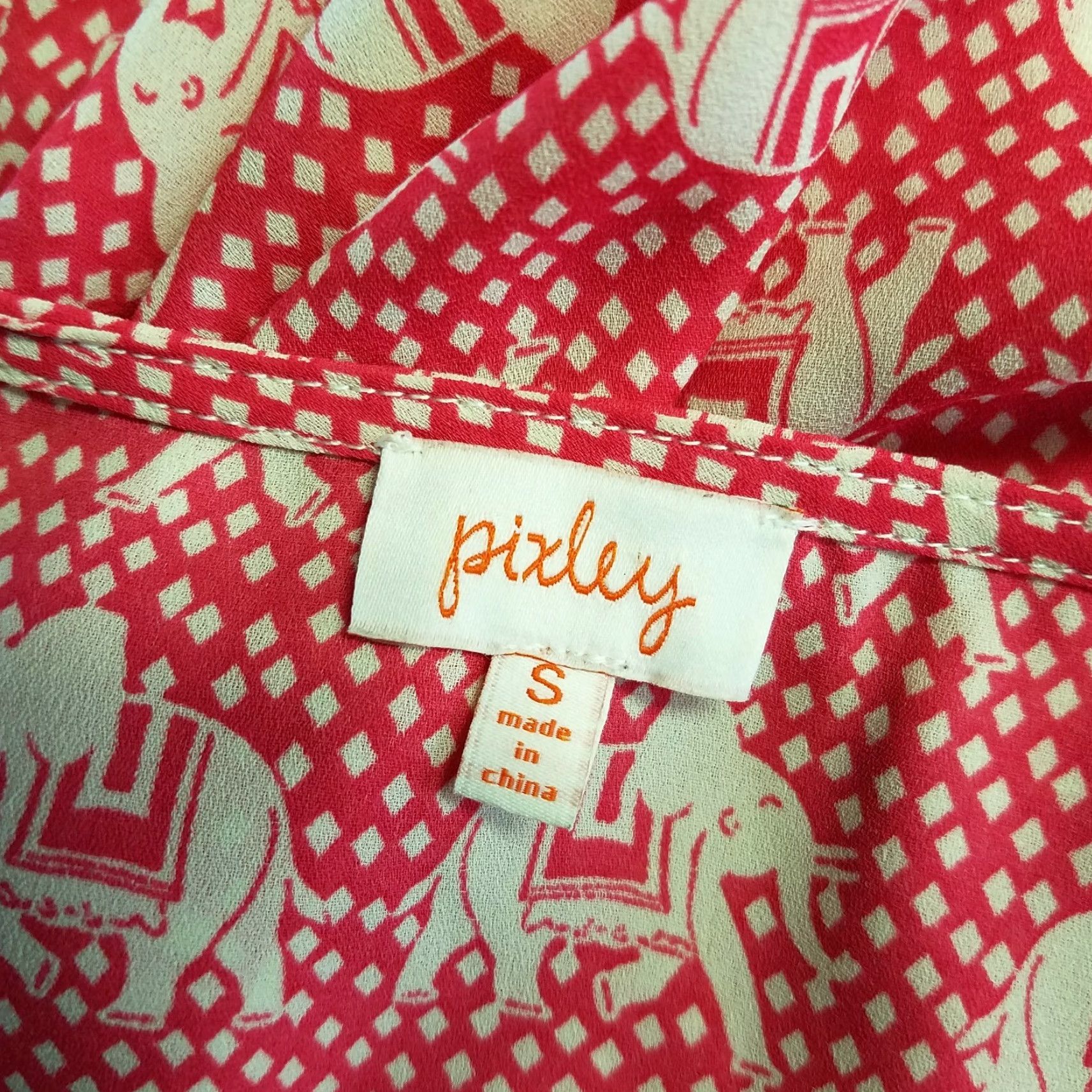 Pinko Pixley Womens Blouse Small Pink Elephant Print 3/4 Sleeve Shirt Adult Womens Size S / US 4 / IT 40 - 4 Thumbnail