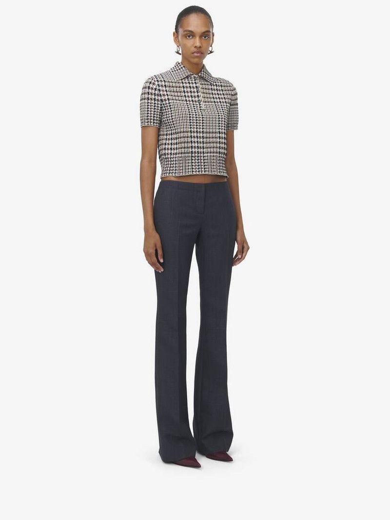Alexander McQueen o1srvl11e0226 Prince of Wales Bootcut Trousers In Dark Grey Size 28" / US 6 / IT 42 - 3 Thumbnail