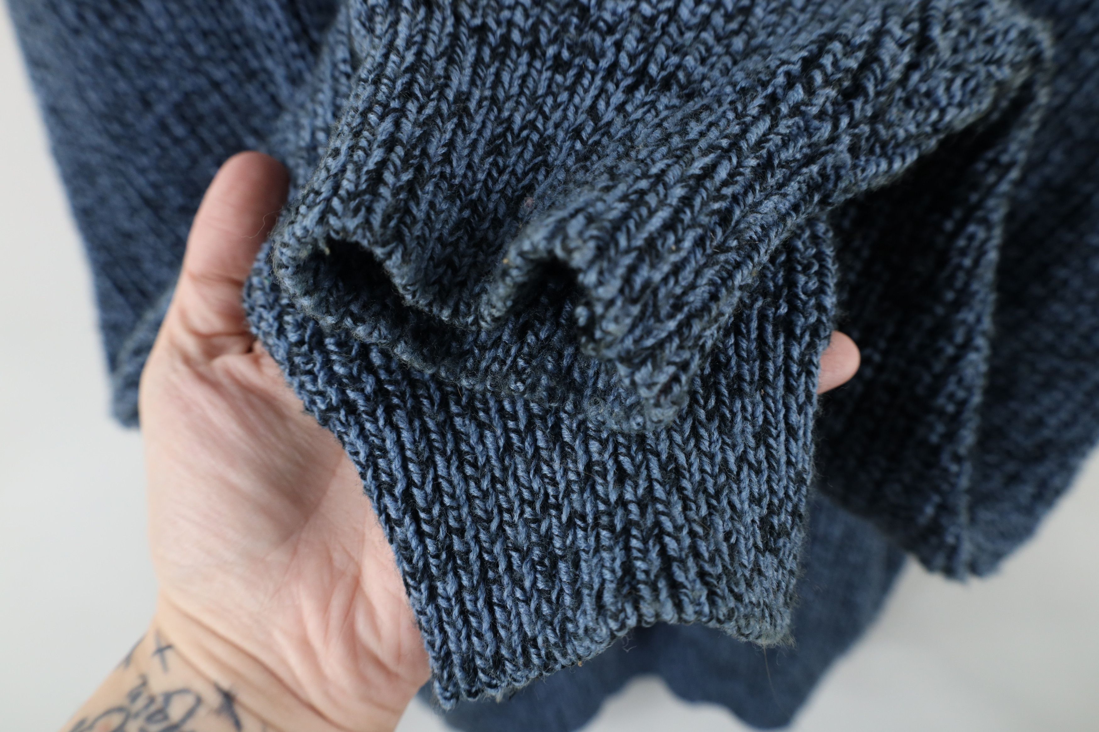 Vintage Vintage 90s Streetwear Blank Chunky Ribbed Knit Sweater Blue Size US XL / EU 56 / 4 - 10 Thumbnail