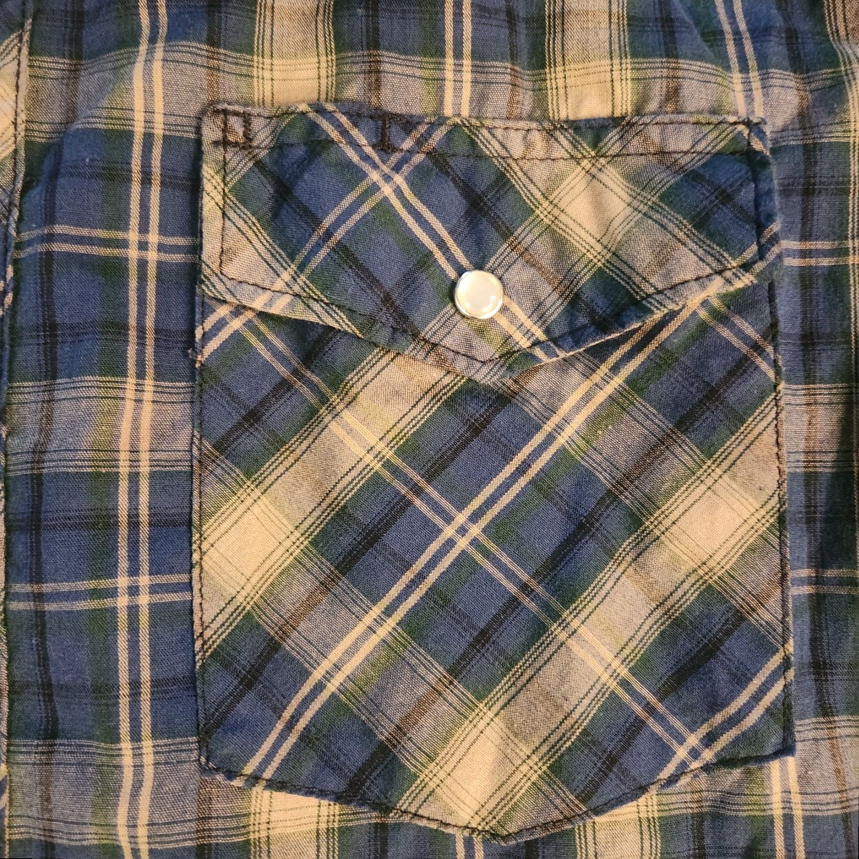 Wrangler Wrangler Western Shirt Pearl Snap Mens Medium Blue Tan Plaid Cowboy Rodeo Button-Up Short Sleeve Casual Workwear Mens Size US M / EU 48-50 / 2 - 3 Thumbnail