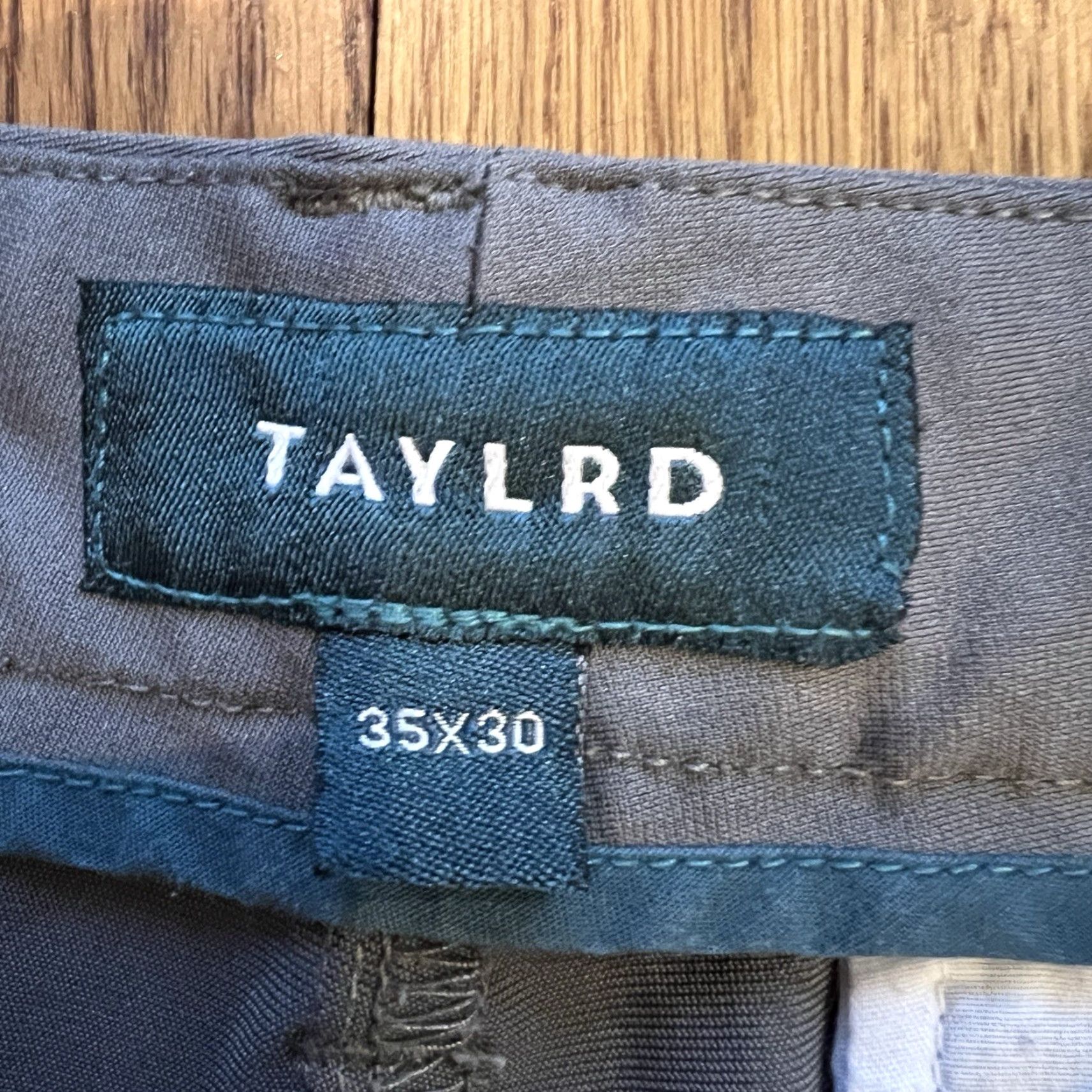 Vintage TAYLRD Men's Performance Chino Pants Slim Fit 35X30 Gray Pants Men Slim Front Button Zip Inseam 30 Solid Gray Size US 35 - 3 Thumbnail
