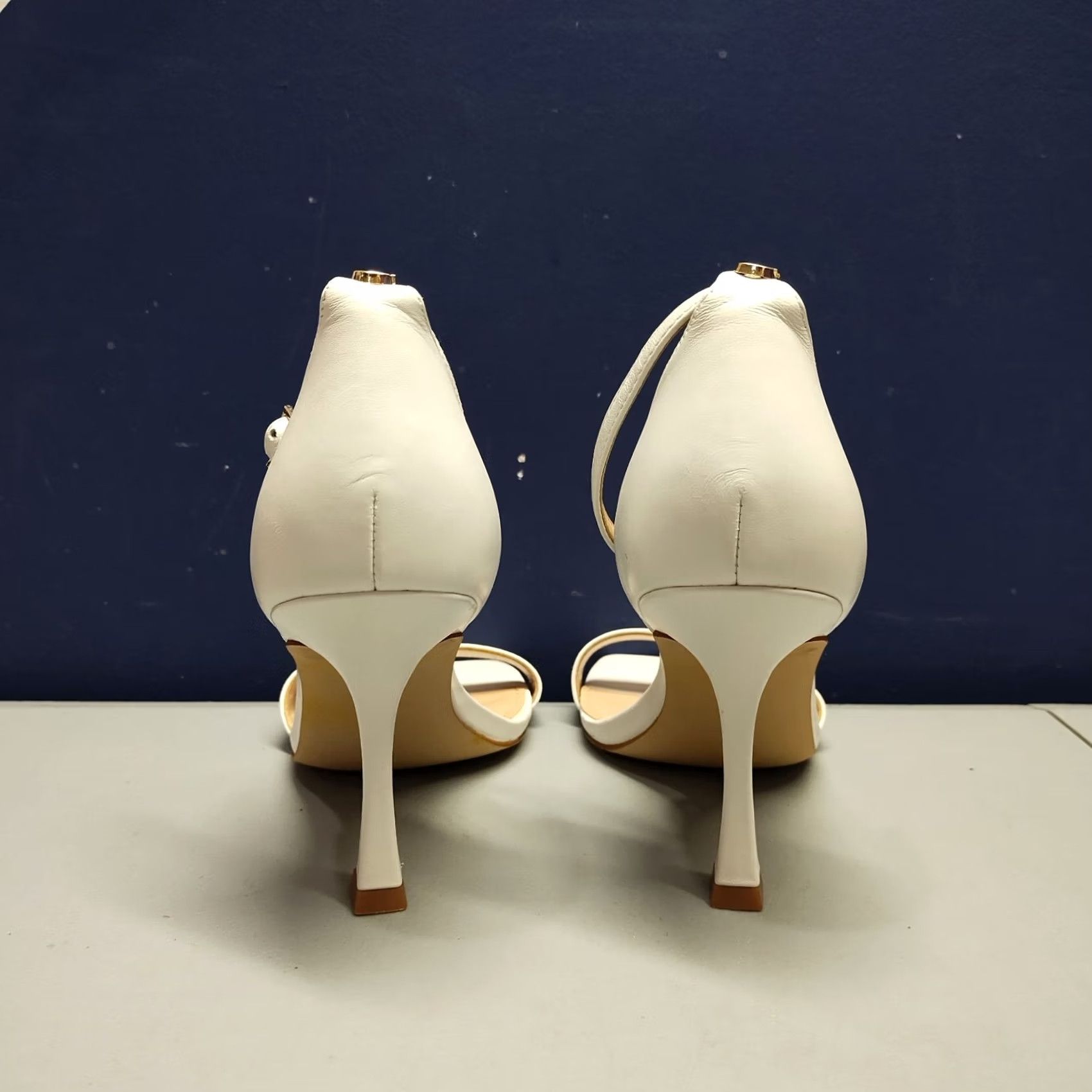 Guess GUESS Pump Womens White Gwyael Kitten Heels Size Leather Ankle Strap Open Toe Size US 8 / IT 38 - 3 Thumbnail