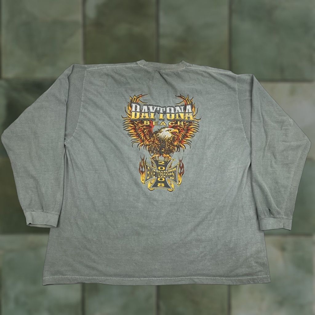 Vintage VINTAGE Daytona Beach 2008 Biketoberfest Long Sleeve Shirt Adult 2XL Green Earth Tone Nike? Size US XXL / EU 58 / 5 - 1 Thumbnail