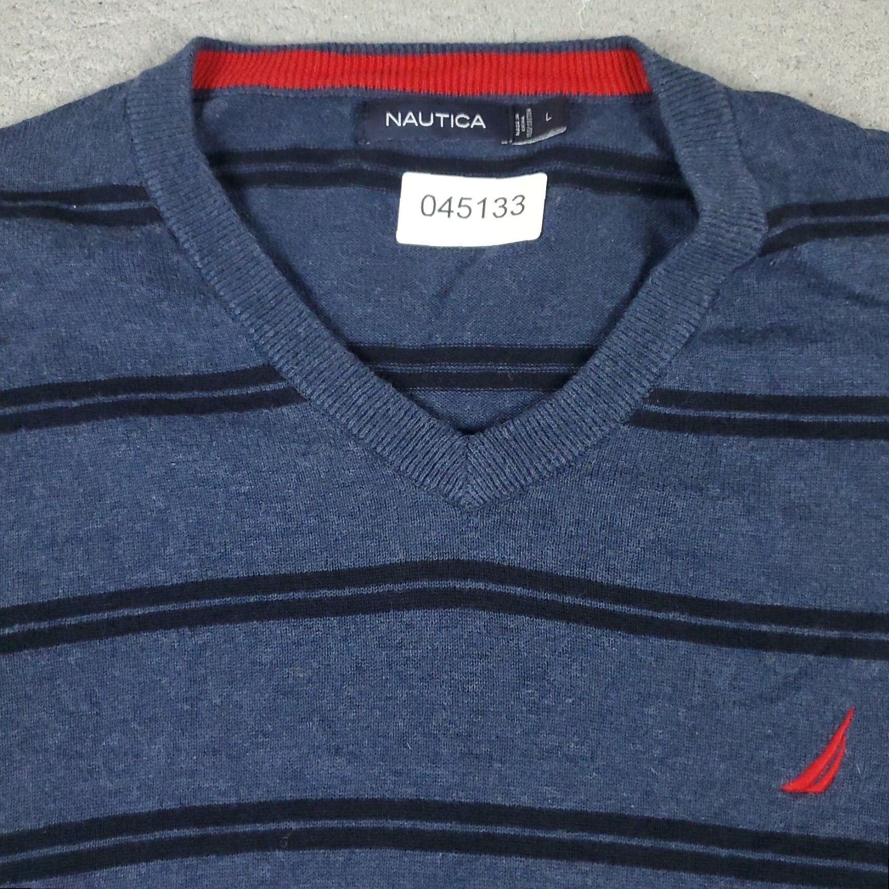 Nautica Nautica Blue Striped Sweater Mens Large Pullover Crew Neck Cotton Size US L / EU 52-54 / 3 - 2 Thumbnail