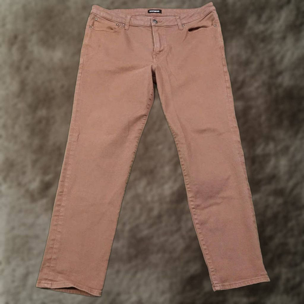 Express Express Jeans Mens Slim Straight 36x30 Brown Stretch Denim Pants Size US 36 / EU 52 - 1 Thumbnail