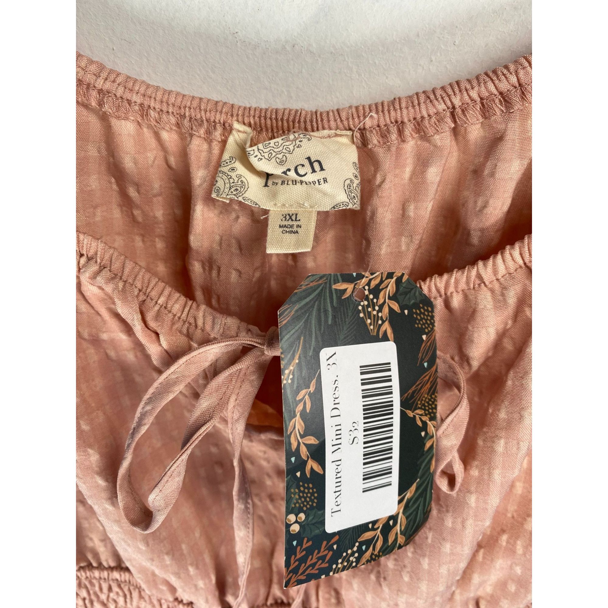 Other NEW Perch By Blu Pepper Textured Peach Mini Dress With Ruffl Size 3XL / US 20-22 - 3 Thumbnail