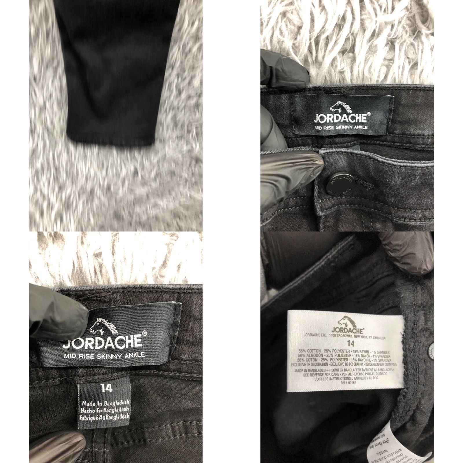 Jordache Jordache Jeans Skinny Size 14 Womens Dark Wash Black Leather Buttons Zipper Logo 5-Pocket Regular Inseam 29 Size 36" / US 14 / IT 50 - 8 Thumbnail
