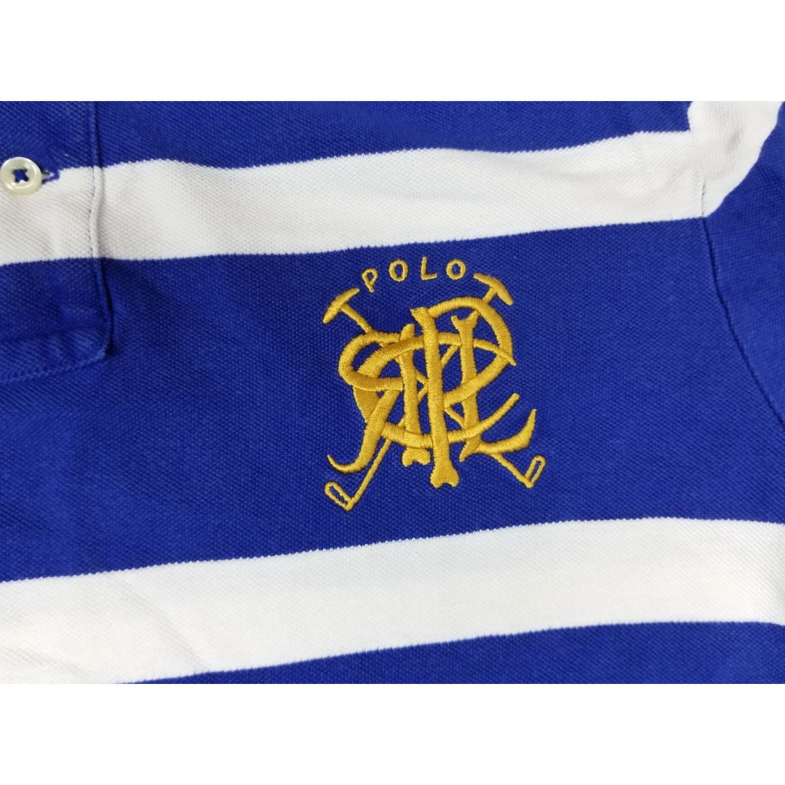 Ralph Lauren VINTAGE Ralph Lauren Polo Blue Stripe Short Sleev e Polo Shirt SZ Large Shirt Men Blue 22 inch Chest 28 inch Length USA University Classic Horse Retro Size US L / EU 52-54 / 3 - 2 Thumbnail