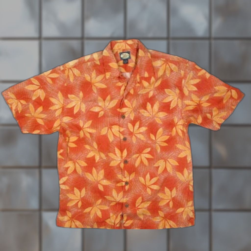 Tommy Bahama VINTAGE Tommy Bahama Mens Small Orange Linen Short Sleeve Hawaiian Floral Button Up Shirt Size US S / EU 44-46 / 1 - 1 Thumbnail