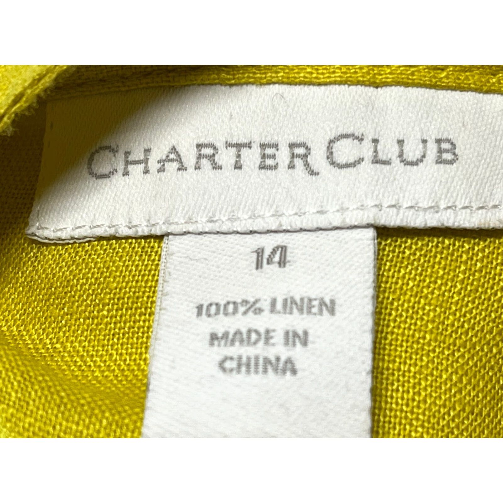 Charter Club VINTAGE Charter Club Linen Tunic Shirt 14 Button-Up Women’s 100% Linen Yellow Long Sleeve Size 14 Womens Size XL / US 12-14 / IT 48-50 - 6 Thumbnail