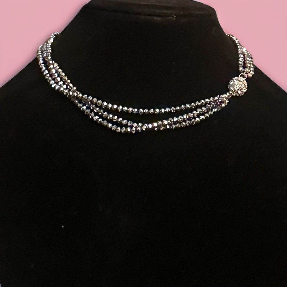 Vintage Vintage triple strand metallic silver glass bead necklace Size ONE SIZE - 1 Thumbnail