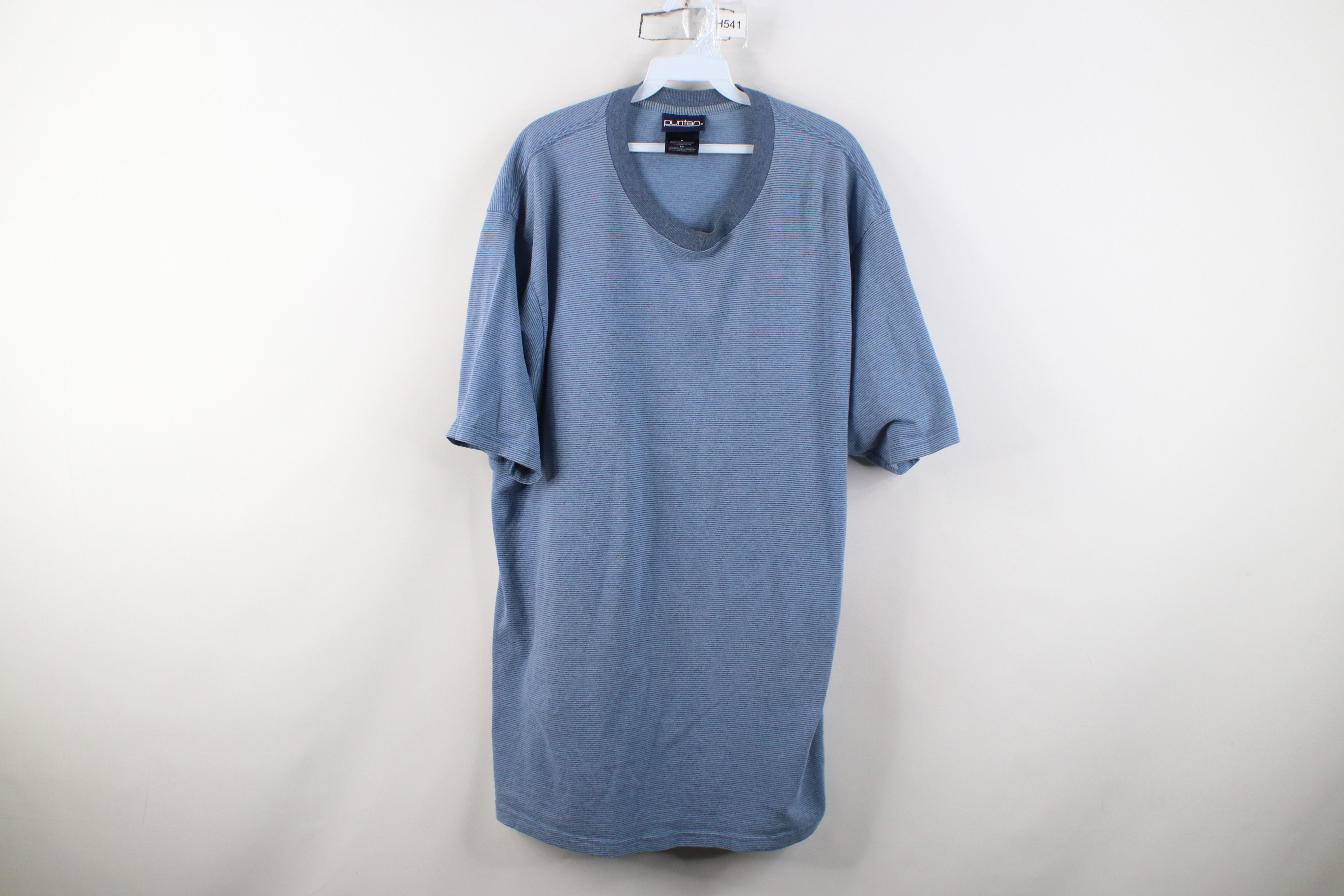 Vintage Vintage 90s Streetwear Baggy Fit Striped T-Shirt Blue Size US XL / EU 56 / 4 - 1 Thumbnail