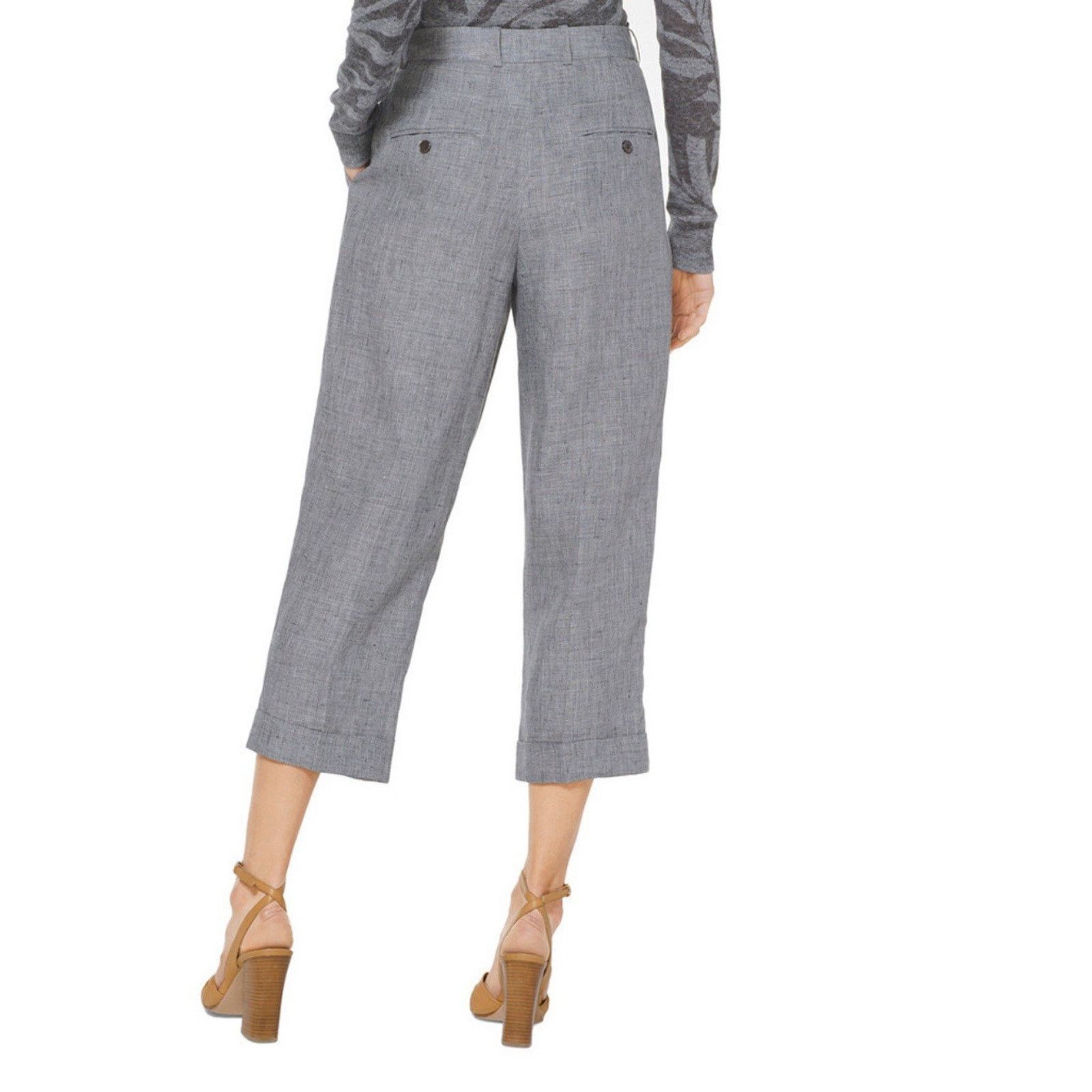 Michael Kors Michael Kors Collection Linen Cropped Trousers Pants Grey 8 Size 30" / US 8 / IT 44 - 2 Thumbnail
