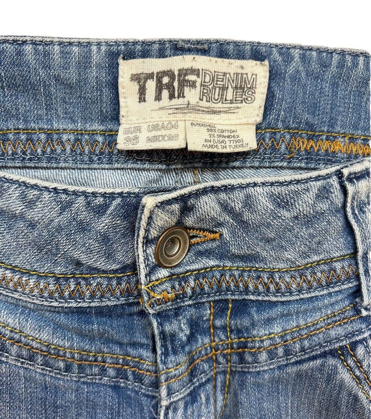 Designer Vintage Y2K Blue Jeans TRF Denim Skinny Low rise Panel Sz 4 Size 27" / US 4 / IT 40 - 5 Thumbnail